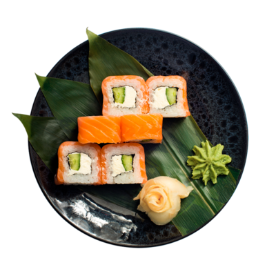 Ролл Филадельфия с лососем и творожным сыром в Азбука Вкуса Экспресс Меню по цене 499 ₽