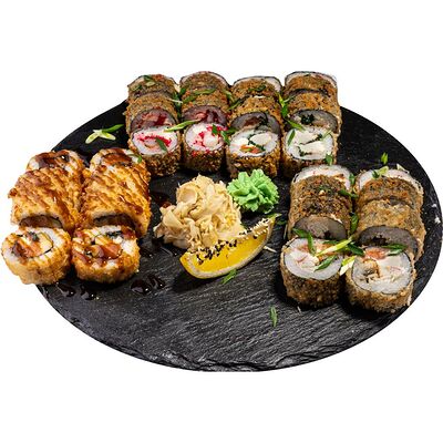 Сет №7 (Угорь-Лосось, Муру Каи, Мицуко, Чизу Эби) в Рыжий Шеф по цене 2283 ₽