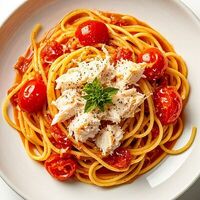Фетучини с крабом и вялеными томатами в Ракушка