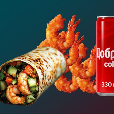 Комбо с шаурмой Shrimp и креветками в Шаурма и хот-доги G.Grill по цене 1099 ₽