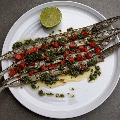 Сарган с чимичурри и томатами в 321 Club by Novikov по цене 1290