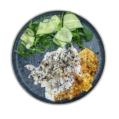 Драники с грибным соусом в Территория вкуса по цене 390 ₽