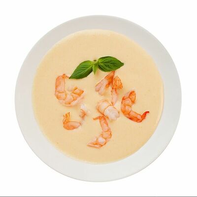 Суп-пюре сырный с креветками в Азбука Вкуса Экспресс Меню по цене 258 ₽