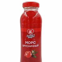 Морс Люблю жизнь брусничный в стеклянной бутылкев Европа