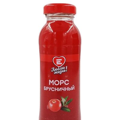 Морс Люблю жизнь брусничный в стеклянной бутылкев Европа по цене 80 ₽