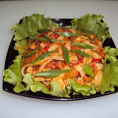 №165 Удон с курицейв Васаби по цене 510 ₽