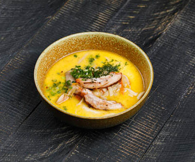 Сливочны суп с морепродуктами и пти тимом Яндекс в Снегири на Лагерном по цене 810 ₽