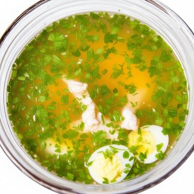 Куриный бульон с яйцом и лапшой в PlutuS Resto Club по цене 340 ₽