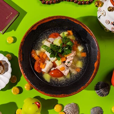 Уха с лососем в Сушки на макушке по цене 790