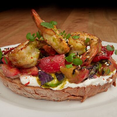 Брускетта с креветкой в Кофейня Горошек по цене 950 ₽