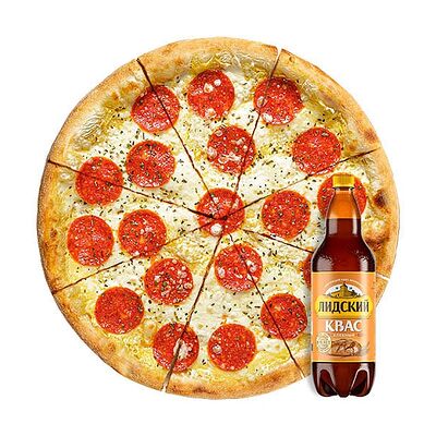 Сырный пепперони и Лидский квас в ПиццаМания по цене 28 р.
