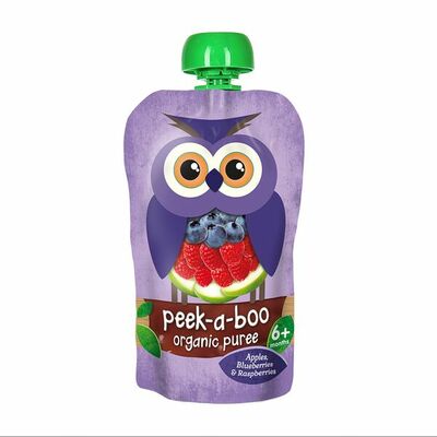 Пюре Peek-a-boo яблоко, малина, черника с 6 месяцев дой-пак Испания в Азбука Вкуса Экспресс Меню по цене 142 ₽