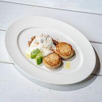 Котлета из курицы с гречкой и муссом из пармезана в Перчини