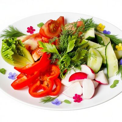 Тарелка фермерских овощей и зелени в PlutuS Resto Club по цене 430 ₽