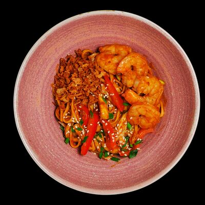 Лапша с креветками в соусе карри в Ramenshop по цене 590 ₽