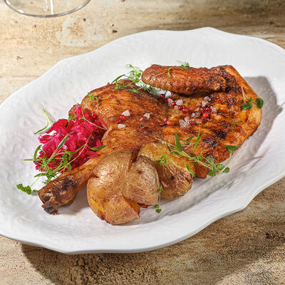 Полцыпленка тапака в пряной глазури из аджики в Ива по цене 1155 ₽