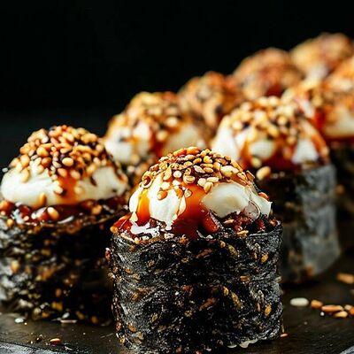 Запеченный с креветкой и крабом Хокайдо в Суши мастер по цене 673 ₽