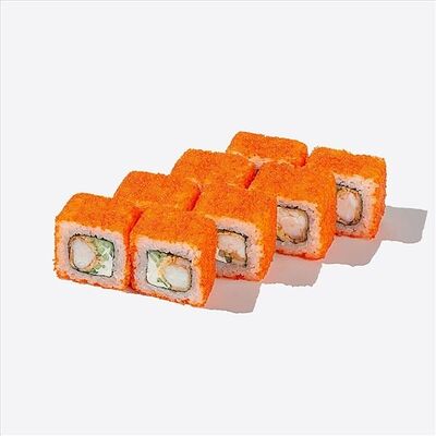 Сливочная креветка и тобико в Много лосося по цене 560 ₽