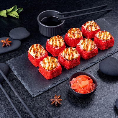 Запечённый ролл Калифорния Хот с угрем в Суши даром по цене 459 ₽