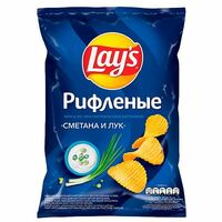 Чипсы Lays рифленые Сметана и лук в Stopexpress