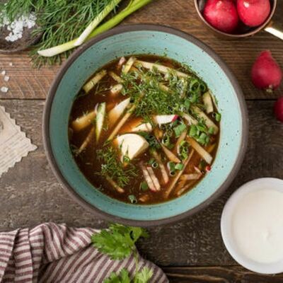 Окрошка на квасе в Баклажан в ТЦ 