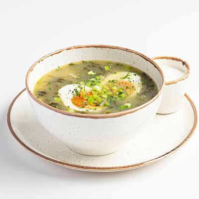 Щавелевый суп с курицей в Сеть семейных кафе Kitchen по цене 450 ₽