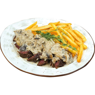 Говяжий стейк под сливочно-грибным соусом с фри в Pronto Pizza по цене 1360 ₽