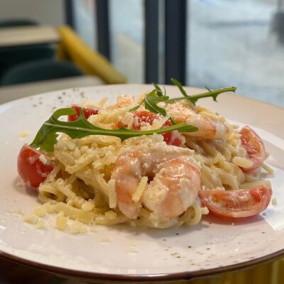 Лапша сливочная с Креветкой в Координаты по цене 550 ₽