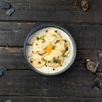 Равиоли с щукой и грибным соусомв Сытый Лось