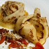 Блинчики со сливочным кремом, десертной курагой и орехами в Гоголь моголь по цене 280