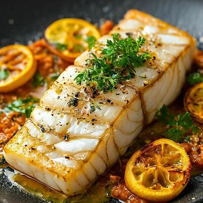 Стейк из трески жареныйв Panorama по цене 650 ₽