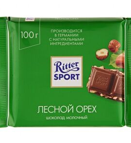 Ritter sport молочный с лесным орехом в Олимпик по цене 280 ₽