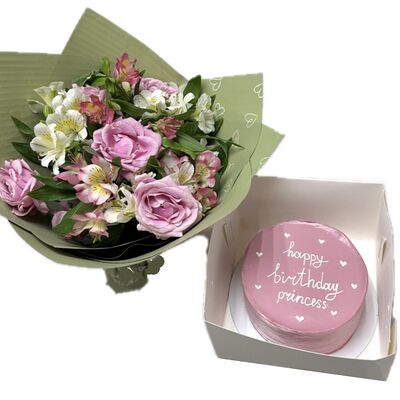 Бенто-торт и цветы для принцессы в Cosmo Сakery по цене 4500 ₽