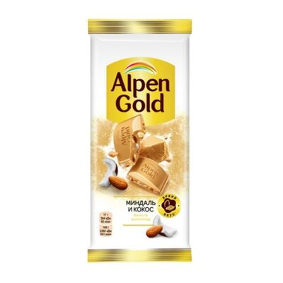Шоколад белый Alpen Gold Миндаль-кокос в КофеНямия по цене 200 ₽