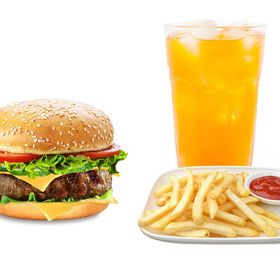 Double Чиз + фри + напиток на выбор 0,5 в PizzBurg по цене 3350 ₸