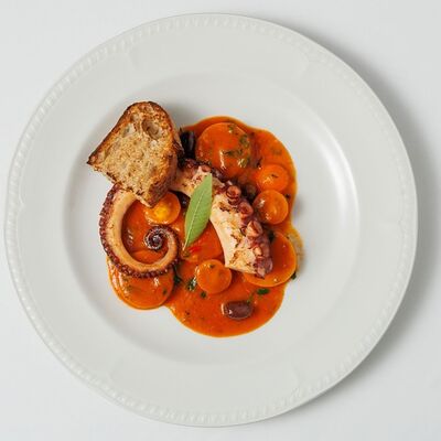 Осьминог с соусом гуаццетто из томатов в Romeo's restaurant по цене 1990 ₽