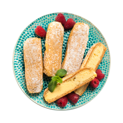 Пирожное Эклер с ванильной начинкой обсыпной от шеф-кондитера Ав в Азбука Вкуса Экспресс Меню по цене 129 ₽