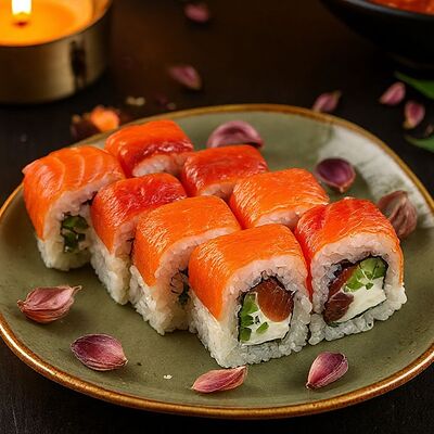 Ролл Филадельфия с копчёным лососем в Shegai Family по цене 750 ₽