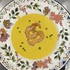 Кукурузный крем-суп с креветками и чесночный лепешкой в ПолзуновЪ по цене 630