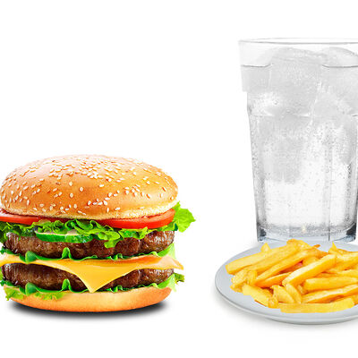 Double La Burger Говядина, фри и напиток на выбор в LA Burger & Pizza по цене 3800 ₸