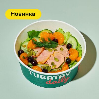 Салат с уткой и мандаринами в соусе из тыквенных семечек в Тюбетей по цене 538 ₽