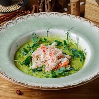 Зелёное ризотто с мясом камчатского краба в Больше чем мясо по цене 755 ₽
