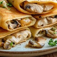 Блины с грибами и курицей в Компит