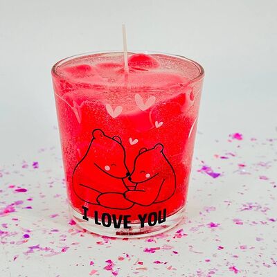 Свеча в стакане i love you с парой медведейв Дарите красиво по цене 1690 ₽