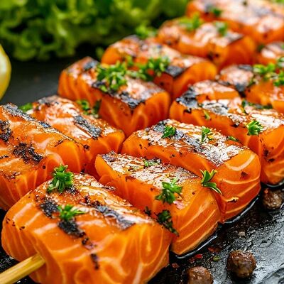 Шашлык из семги в Panorama по цене 1100 ₽