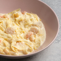 Паппарделли с креветкой и гребешком на сливочном в Трай