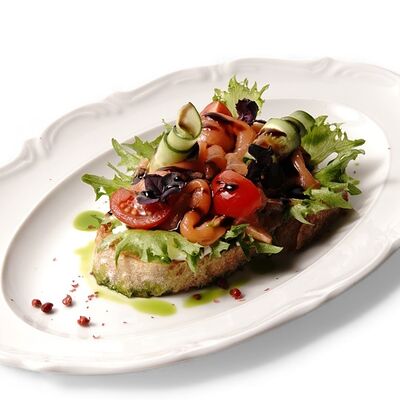 Брускетта с лососем в Завтрак по цене 600 ₽