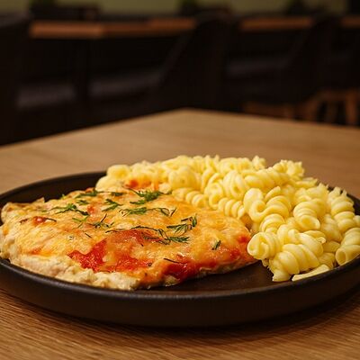 Курица под сыром с макаронами в Дело вкуса по цене 369 ₽