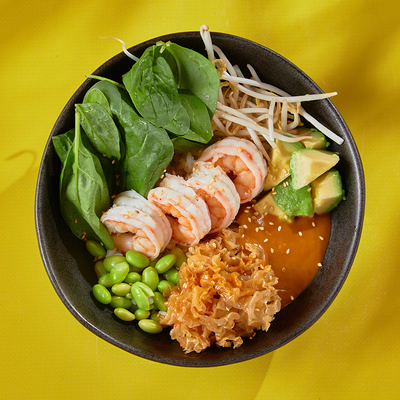 Боул с креветками и соусом манго терияки в ASIATIQ Ramen-Bar по цене 870 ₽