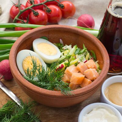 Окрошка с семгой в Мушмула по цене 399